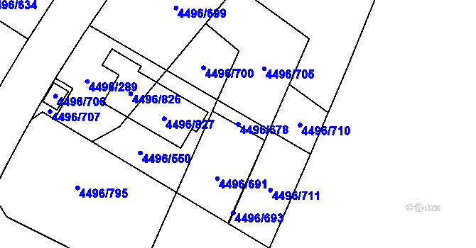 Parcela st. 4496/678 v KÚ Most II, Katastrální mapa