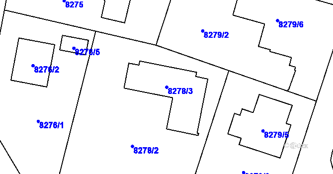 Parcela st. 8278/3 v KÚ Most II, Katastrální mapa