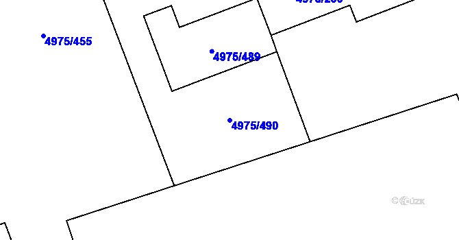 Parcela st. 4975/490 v KÚ Most II, Katastrální mapa