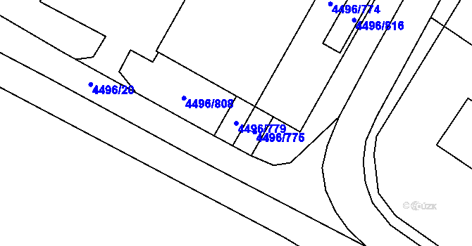Parcela st. 4496/779 v KÚ Most II, Katastrální mapa