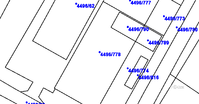 Parcela st. 4496/778 v KÚ Most II, Katastrální mapa