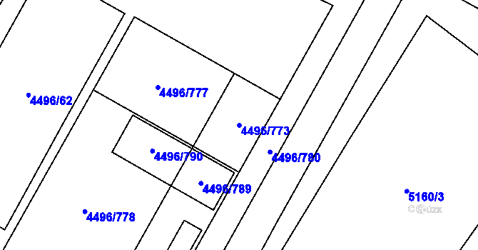 Parcela st. 4496/773 v KÚ Most II, Katastrální mapa