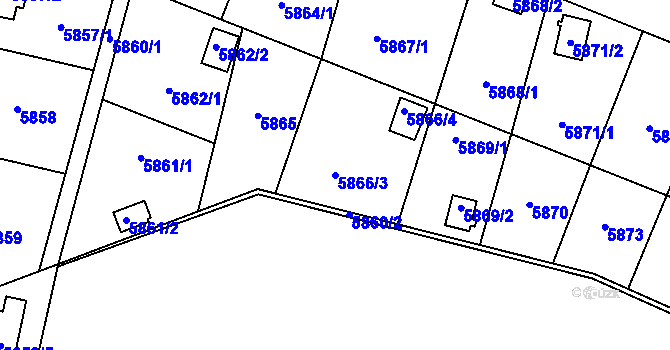 Parcela st. 5866/3 v KÚ Most II, Katastrální mapa