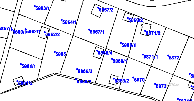 Parcela st. 5866/4 v KÚ Most II, Katastrální mapa