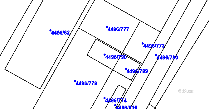 Parcela st. 4496/790 v KÚ Most II, Katastrální mapa