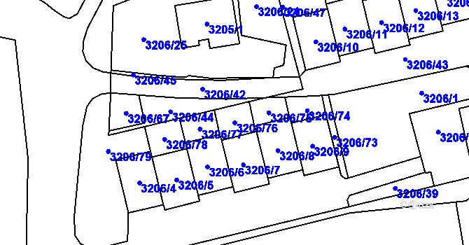 Parcela st. 3206/76 v KÚ Most II, Katastrální mapa