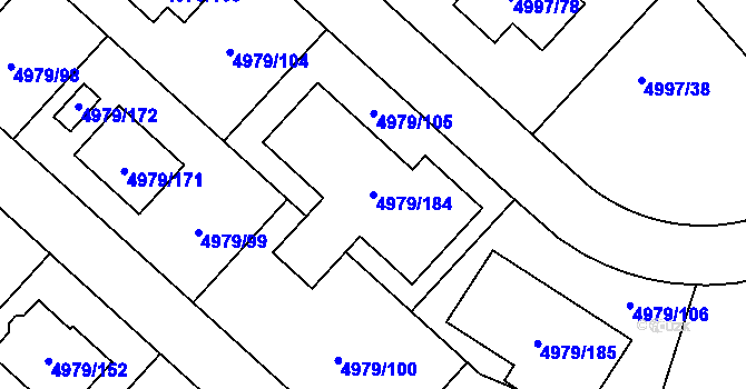 Parcela st. 4979/184 v KÚ Most II, Katastrální mapa