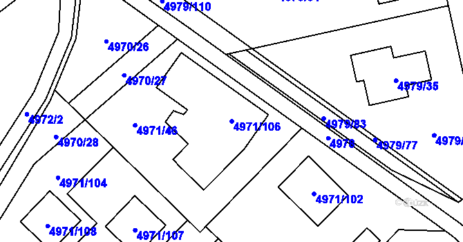 Parcela st. 4971/106 v KÚ Most II, Katastrální mapa