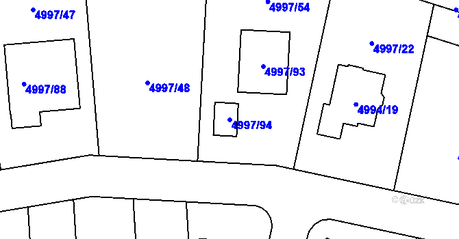 Parcela st. 4997/94 v KÚ Most II, Katastrální mapa