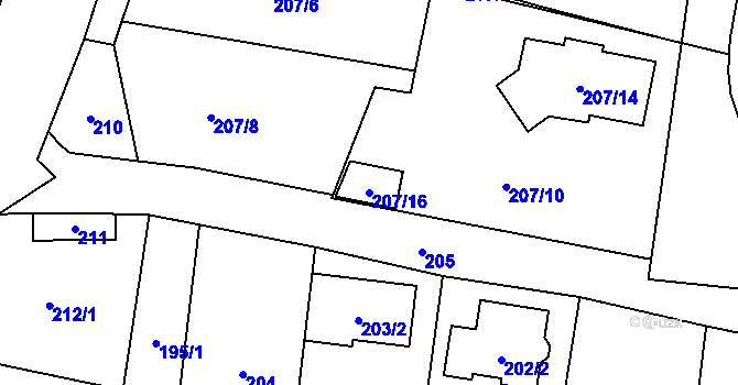 Parcela st. 207/16 v KÚ Most II, Katastrální mapa