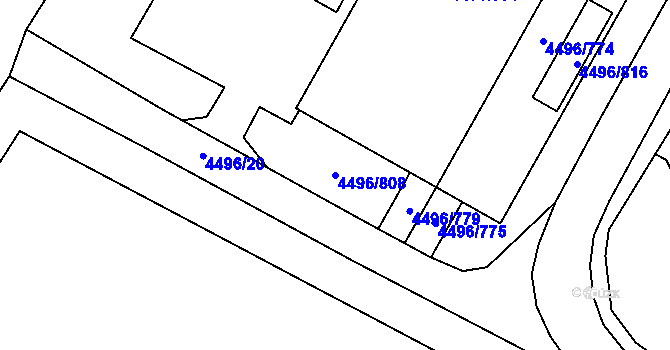 Parcela st. 4496/808 v KÚ Most II, Katastrální mapa