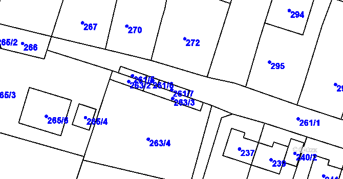 Parcela st. 261/7 v KÚ Most II, Katastrální mapa