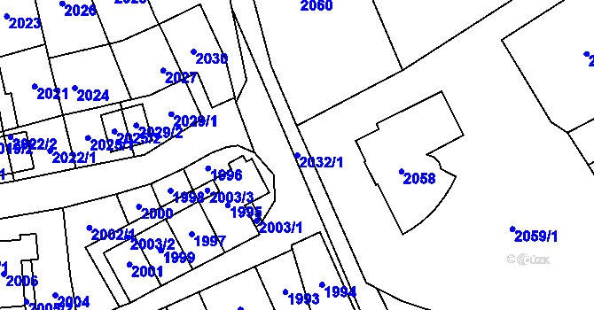 Parcela st. 2032/1 v KÚ Most II, Katastrální mapa