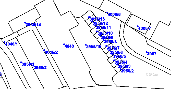 Parcela st. 3956/15 v KÚ Most II, Katastrální mapa