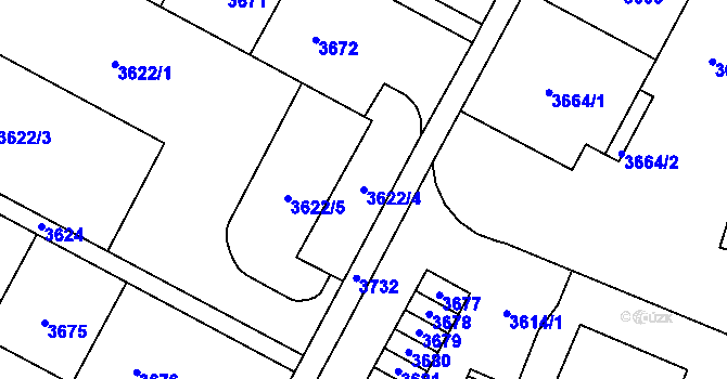 Parcela st. 3622/4 v KÚ Most II, Katastrální mapa