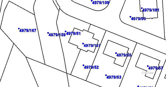 Parcela st. 4979/187 v KÚ Most II, Katastrální mapa