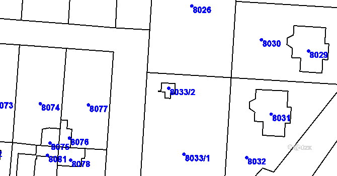 Parcela st. 8033/2 v KÚ Most II, Katastrální mapa