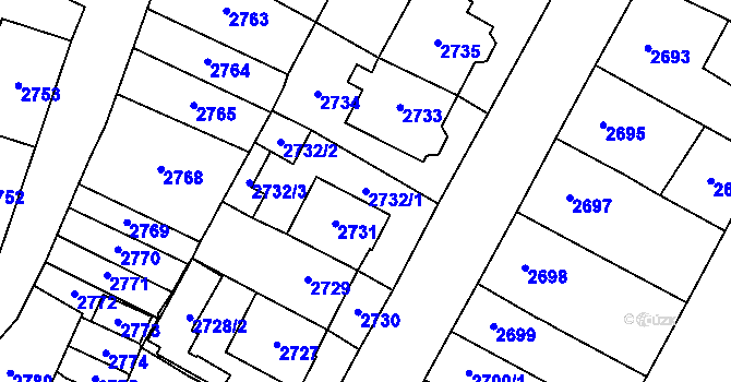 Parcela st. 2732/1 v KÚ Most II, Katastrální mapa