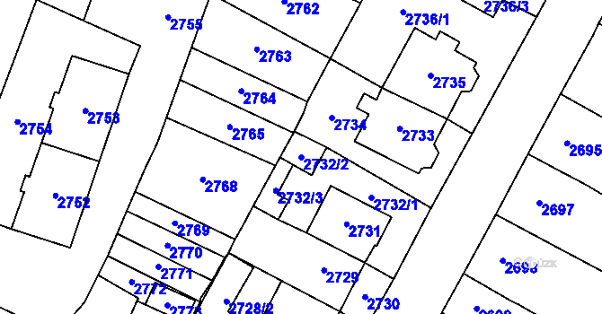 Parcela st. 2732/2 v KÚ Most II, Katastrální mapa
