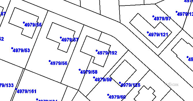 Parcela st. 4979/192 v KÚ Most II, Katastrální mapa