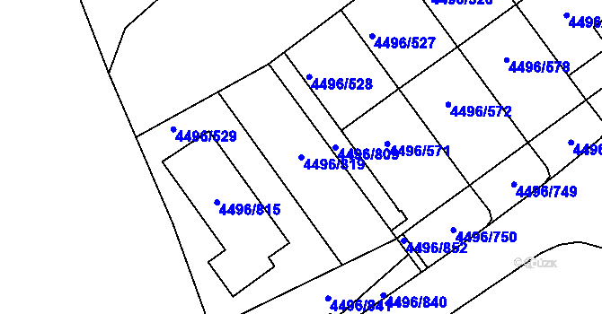 Parcela st. 4496/819 v KÚ Most II, Katastrální mapa