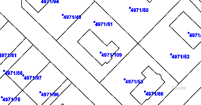 Parcela st. 4971/109 v KÚ Most II, Katastrální mapa