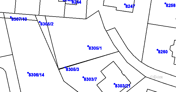 Parcela st. 8305/1 v KÚ Most II, Katastrální mapa