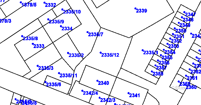 Parcela st. 2335/12 v KÚ Most II, Katastrální mapa