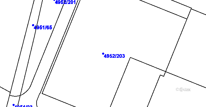 Parcela st. 4952/203 v KÚ Most II, Katastrální mapa