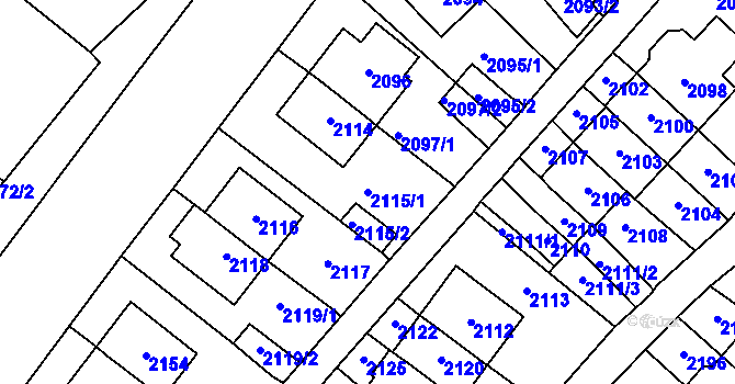 Parcela st. 2115/1 v KÚ Most II, Katastrální mapa