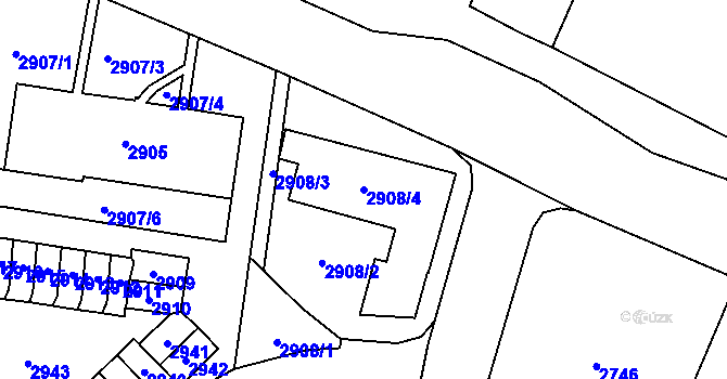 Parcela st. 2908/4 v KÚ Most II, Katastrální mapa