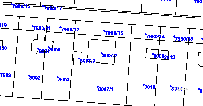 Parcela st. 8007/2 v KÚ Most II, Katastrální mapa