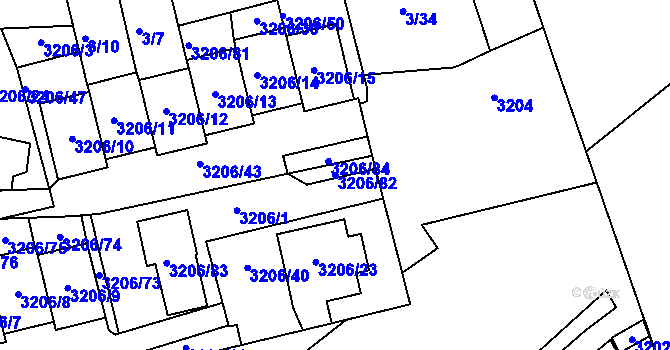 Parcela st. 3206/82 v KÚ Most II, Katastrální mapa