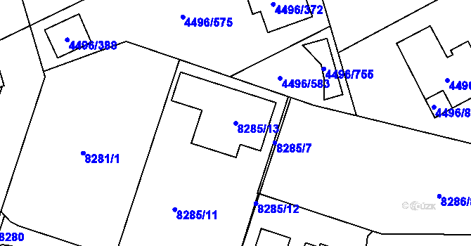 Parcela st. 8285/13 v KÚ Most II, Katastrální mapa