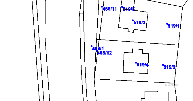 Parcela st. 468/12 v KÚ Most II, Katastrální mapa
