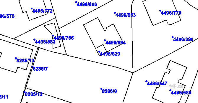 Parcela st. 4496/829 v KÚ Most II, Katastrální mapa