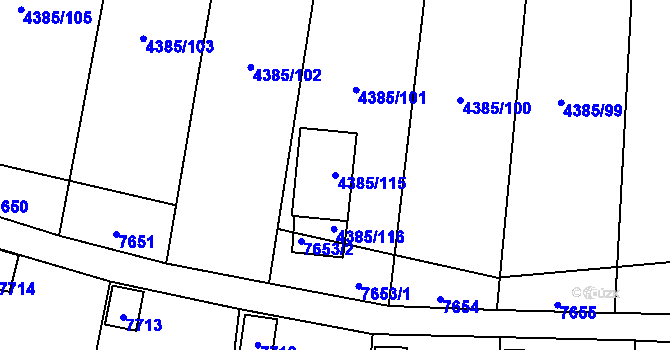 Parcela st. 4385/115 v KÚ Most II, Katastrální mapa