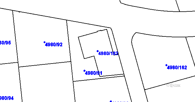 Parcela st. 4980/182 v KÚ Most II, Katastrální mapa