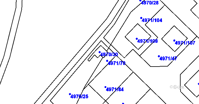 Parcela st. 4970/30 v KÚ Most II, Katastrální mapa