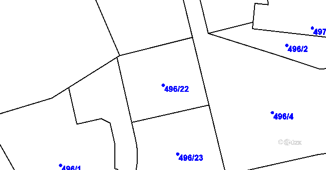 Parcela st. 496/22 v KÚ Most II, Katastrální mapa