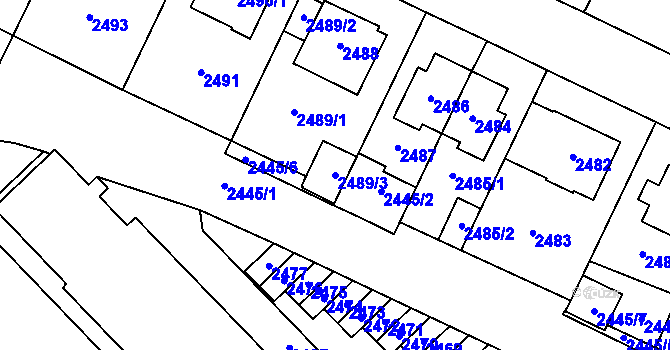 Parcela st. 2489/3 v KÚ Most II, Katastrální mapa