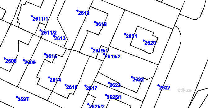 Parcela st. 2619/2 v KÚ Most II, Katastrální mapa