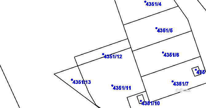 Parcela st. 4351/12 v KÚ Most II, Katastrální mapa