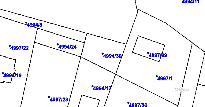 Parcela st. 4994/30 v KÚ Most II, Katastrální mapa