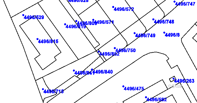 Parcela st. 4496/852 v KÚ Most II, Katastrální mapa