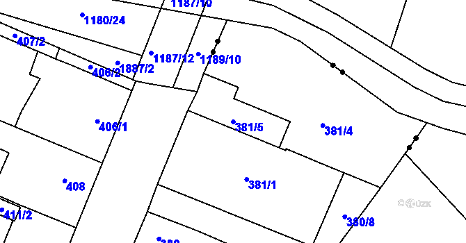 Parcela st. 381/5 v KÚ Most II, Katastrální mapa