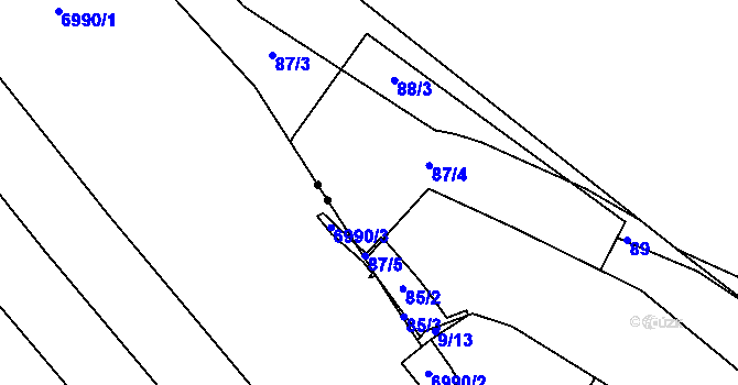 Parcela st. 87/4 v KÚ Rudolice nad Bílinou, Katastrální mapa