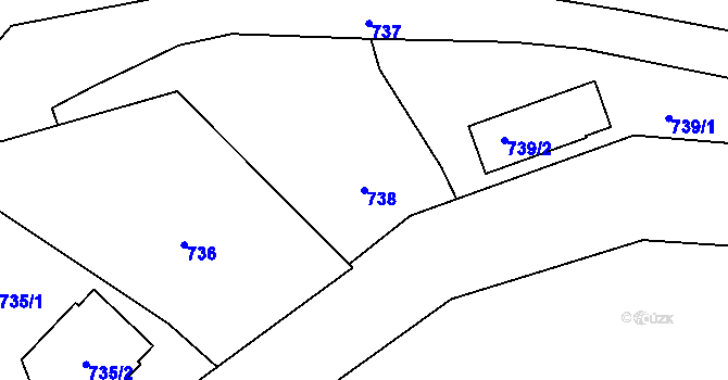 Parcela st. 738 v KÚ Rudolice nad Bílinou, Katastrální mapa