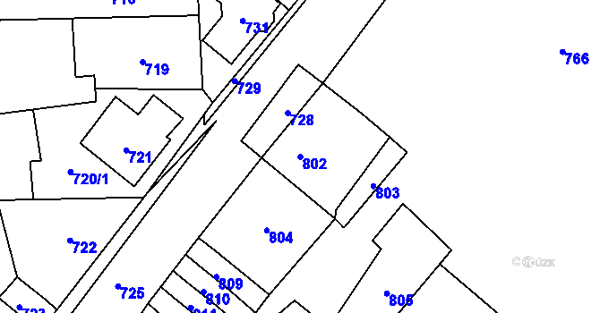 Parcela st. 802 v KÚ Rudolice nad Bílinou, Katastrální mapa