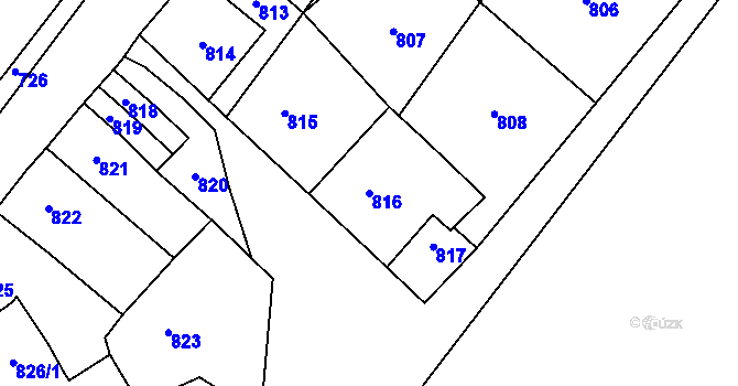 Parcela st. 816 v KÚ Rudolice nad Bílinou, Katastrální mapa